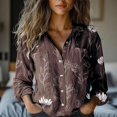 thumbnail image 5 of Chuancc Dressy Floral Printed Tops Casual Loose Fit Blouses Fall Shirts For Women 2025 Button Down Shirts For Women Womens Long Sleeve Tops Dressy Casual Long Sleeve Business Top Hot Pink L, 5 of 7