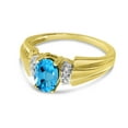 thumbnail image 3 of 10k Yellow Gold Oval Blue Topaz And Diamond Ring, 3 of 6