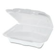thumbnail image 3 of Pactiv Corp. YTD188030000 8.42 in. x 8.15 in. x 3 in. Dual Tab Lock Foam Hinged Lid Containers - White (150/Carton), 3 of 6