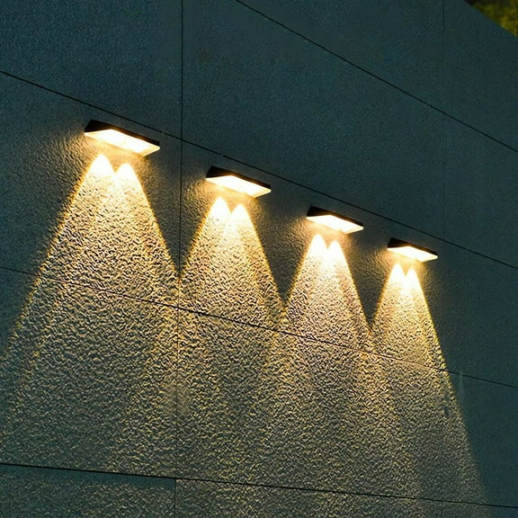 Solar Wall Wash Lights 3 LED Outdoor Wall Light | Waterproof IP44 | 3 Color Modes Warm White White Cool White | 50 Lumens | 2-Pack for Fence Yard Garden
