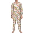 thumbnail image 3 of Picia Tropical Pink Flamingo Pineapple Pattern Men’s Long-Sleeve Sleepwear Set - Soft 2-Piece Loungewear with Pockets, Comfy PJs for Relaxing Nights-Large, 3 of 7
