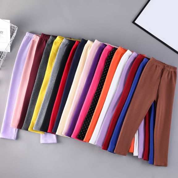 Girls Winter Leggings Thick Warm Fleece Lined Elastic Waist Casual Trousers for Toddler Kids