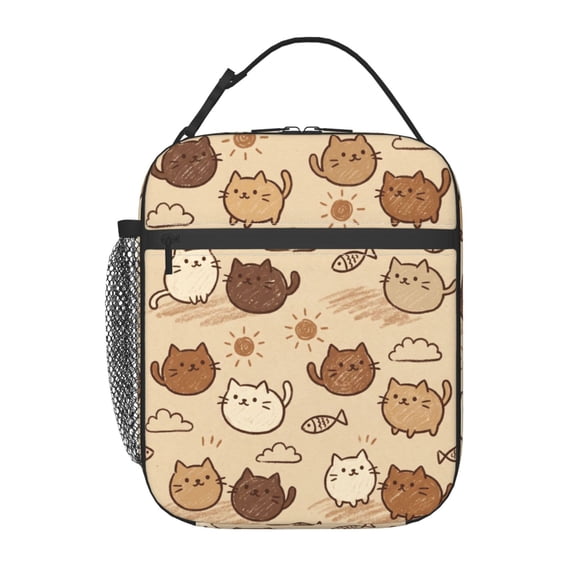 Cat Insulated Lunch Bag Lunch Box Cooler Bag With Front Pocket For Women Men,Reusable Lunch Tote Bag Lunchbox For Office/Work/Picnic