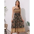 thumbnail image 4 of DARING DIVA Spaghetti Strap Smocked Maxi Boho Floral Dress M Black, 4 of 6