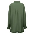 thumbnail image 7 of JIAYUE Women 2 Piece Outfits Sets Solid Color Lapel Long Sleeve Casual Linen Blend Poplin Shirt And Shorts Button Ladies Stylish Clothing Set, 7 of 7