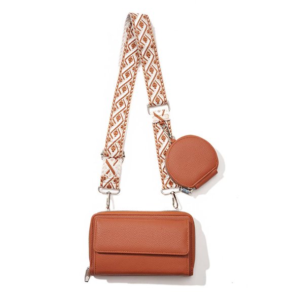 Small Solid Color Shoulder Bag for Women Zipper Crossbody Bags PU Leather Satchel with Detachable Coin Pouch for Daily Use Commuting Shopping