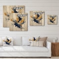 thumbnail image 4 of Designart "Dynamic Dark Blue and Gold Strokes X" Fractals Print on Natural Pine Wood, 4 of 5