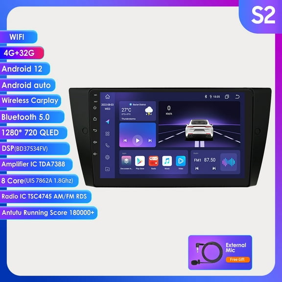 For 2006-2012 BMW 3 Series E90 E91 E92 E93 Bluetooth Android 12 Carplay 4 32GB Car Stereo Radio Head Unit Player