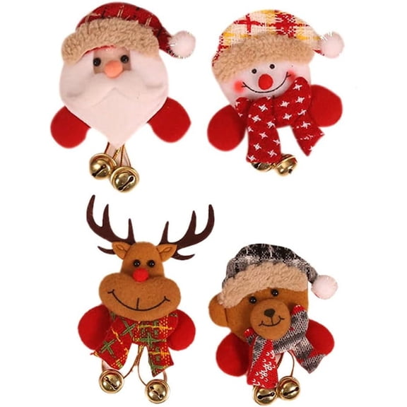 4 PCS Luminous Christmas Brooches Pin LED Glowing Badges Light Up Cute Jingle Bell Santa Claus Elk Deer Snowman Bear Lapel Pins Lovely Accessories for Women Holiday Party Gifts Xmas Jewelry