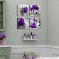 thumbnail image 2 of Purple Wall Art Bathroom Decor Rose Flower Canvas Prints Black and White Grey Background Romantic Love Painting Artwork Couple Bedroom Pictures Floral Posters Living Room Home Decorations 12x12 4 Pcs, 2 of 6
