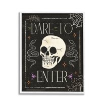 Stupell Industries Dare To Enter Phrase Holiday Painting White Framed Art Print Wall Art, 11 x 14