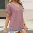 thumbnail image 6 of WCMZJ Women Tops Summer Sweaters Short Sleeve V Neck Shirts 2025 Spring Fashion Dressy Casual Business Tunic Blouses Pink S, 6 of 9