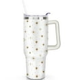 thumbnail image 2 of Golden Pattern 40 Oz Tumbler with Handle Lid and Straw Stainless Steel Double Walled Vacuum Insulated Cup Merry Christmas Gifts Tumbler for Women Men Friends Outdoor Indoor, 2 of 6