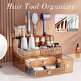 thumbnail image 2 of Makeup Organizer Golden- Tempered Glass Vanity Organizer for Cosmetics, Skincare, Hair Tools, Brushes, Perfume - Multipurpose Bathroom Counter Skincare Organizer, 2 of 11