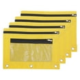 thumbnail image 1 of Unique Bargains Oxford Cloth Mesh Zipper Binder Pencil Case, Yellow, 4 Pack, 1 of 7