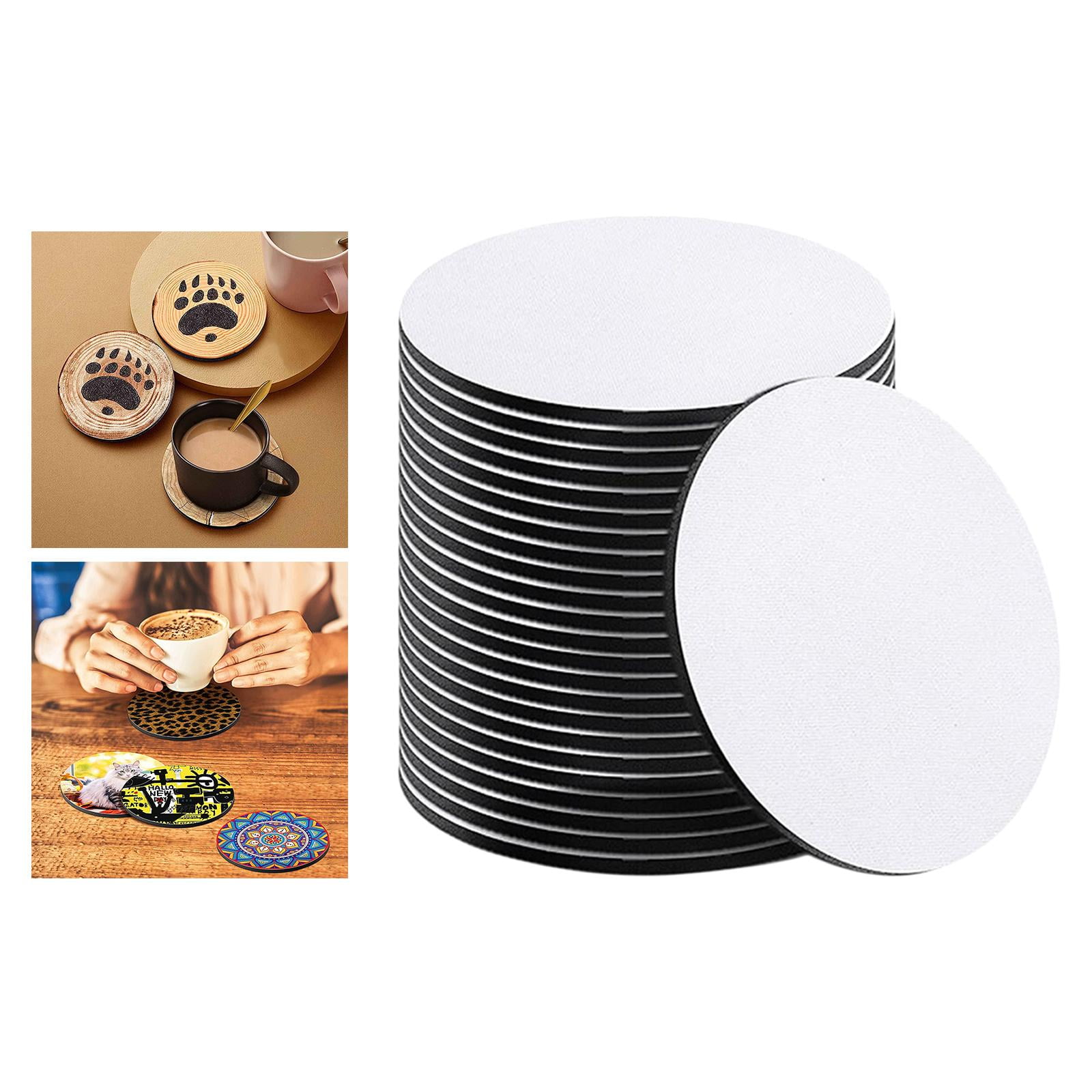 WIRESTER White Absorbent SQUARE Fabric Felt Neoprene  Sublimation Blank Coasters for Drinks (3.93 inches), 10 pcs Set: Coasters