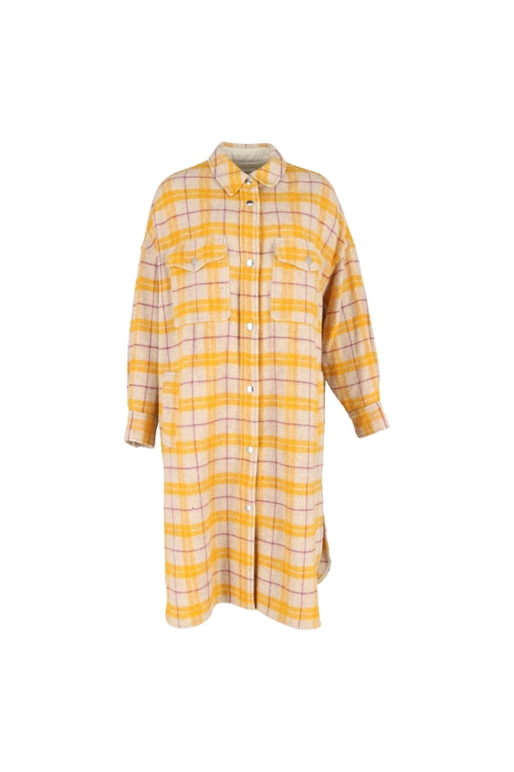 Pre-Owned Isabel Marant Fontia Checked Buttoned Coat in Yellow Wool
