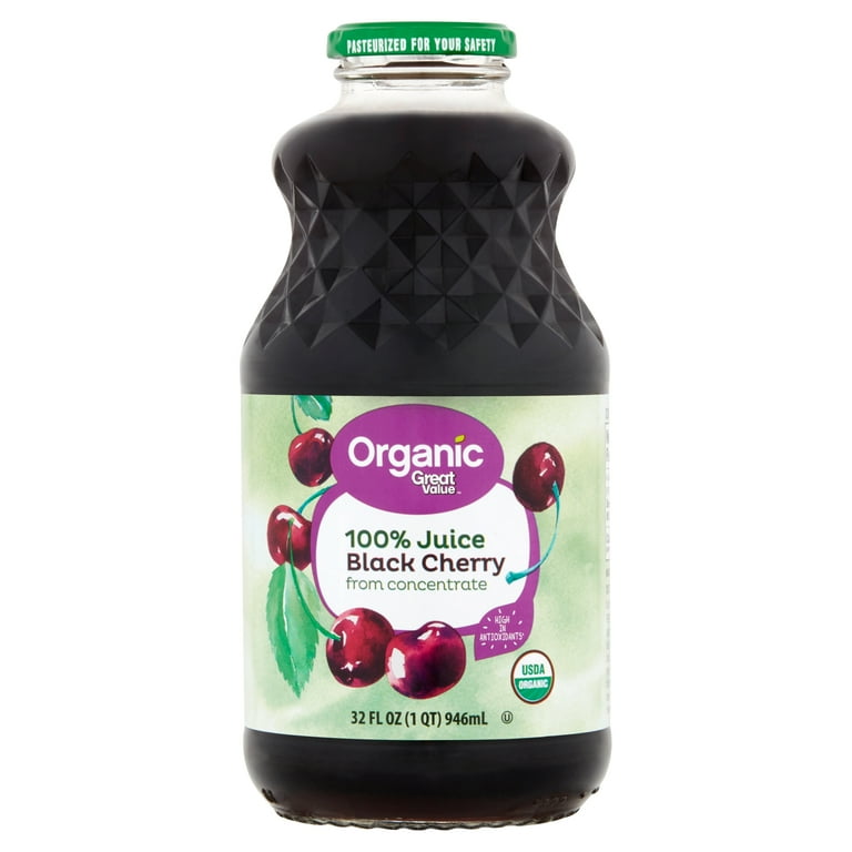 Great Value Organic Black Cherry 100% Juice, 32 fl oz - Walmart.com