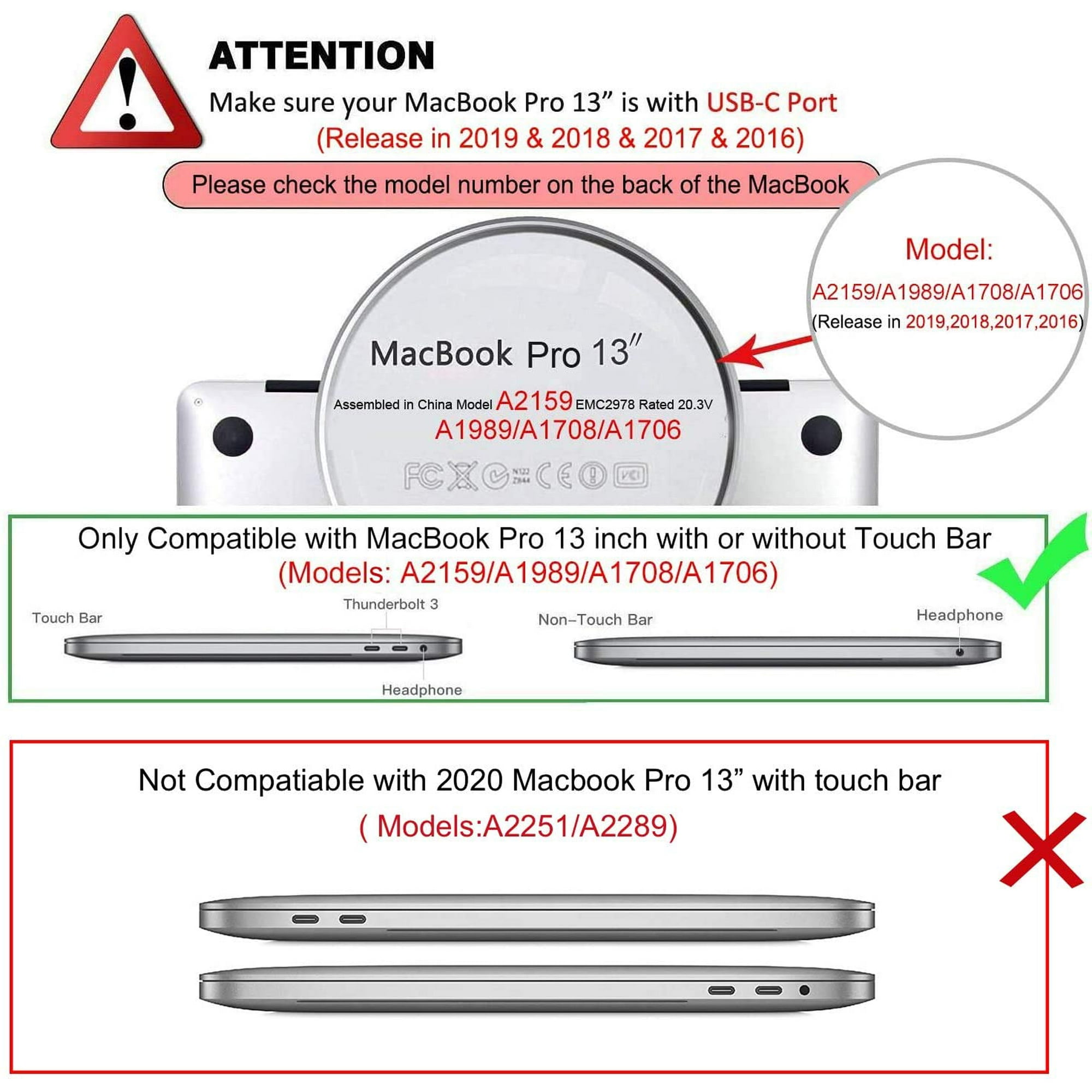 Mosiso Macbook Pro 13 Inch Case 19 18 17 16 Release 159 A19 A1706 A1708 Plastic Hard Shell Keyboard Walmart Canada