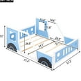 thumbnail image 4 of Blue Full Size Car-shaped Bed With Wheels - Construction Of Pine Wood And Car Design Doors Windows For Appeal Mattress Ready Slatted Rails Quick Assembly Steps From Style Simple Required, 4 of 7