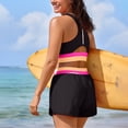 thumbnail image 5 of Gamivast Swimsuits for Women Two Piece Swimsuits Sporty Color Block Crop Top Drawstring Swim Shorts with Pockets Athletic Swimwear Beach Vacation, 5 of 7