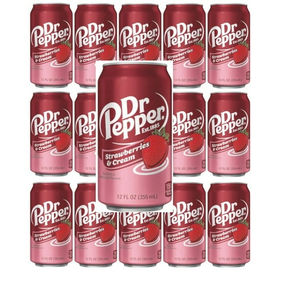 Dr Pepper Strawberries and Cream Soda Pop, 12 fl oz (Pack of 18)