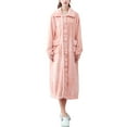 thumbnail image 4 of Womens Bath Robe Solid Color Thickened Long Coral Fleece With Pocket Plus Size Women Pjs,Pink,M, 4 of 8