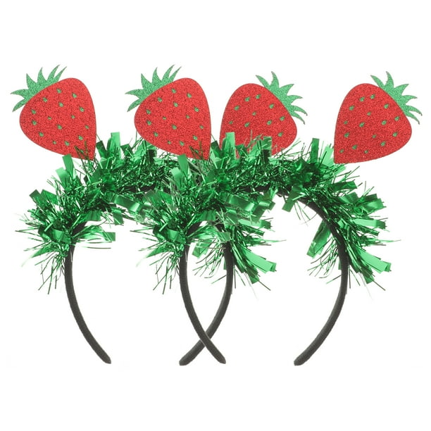 2 diademas decorativas con forma de fresa para el pelo, tocado de primavera para fiesta.