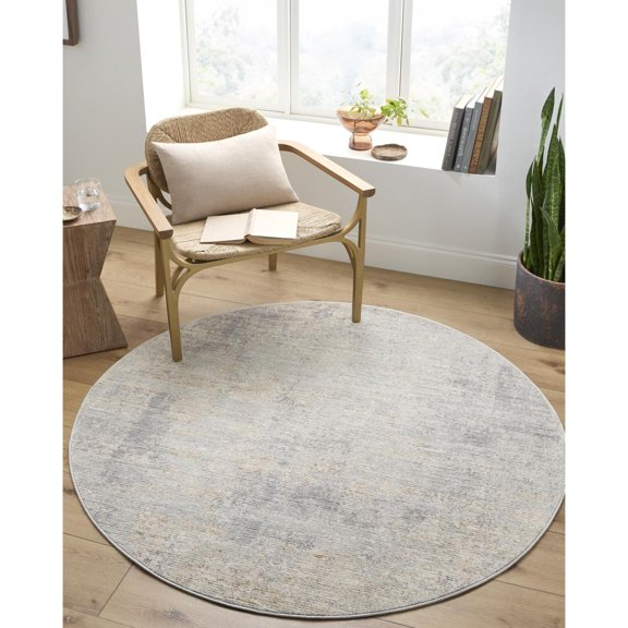 Livabliss Area Rugs for Living Room, 9ft Round Avant Garde Modern Charcoal Round Rug, Bedroom Dining Room Home Decor Stain Resistant Carpet (7'10" x 7'10")