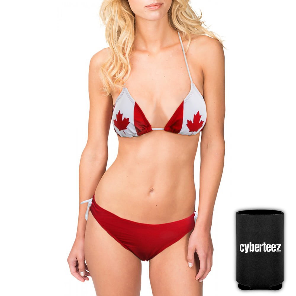 been leef ermee Kano Canada Flag Bikini Canadian Women's 2pc String Swimsuit + Coolie (XL) -  Walmart.com