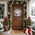 thumbnail image 4 of Welcome Sign for Front Door, Christmas Snowman Round Metal Wall Art Wreaths, Winter Farmhouse Xmas Tree Snowy Landscape Outdoor Indoor Wall Hanging Sign for Porch Decor Housewarming Gifts 11.8 Inch, 4 of 8