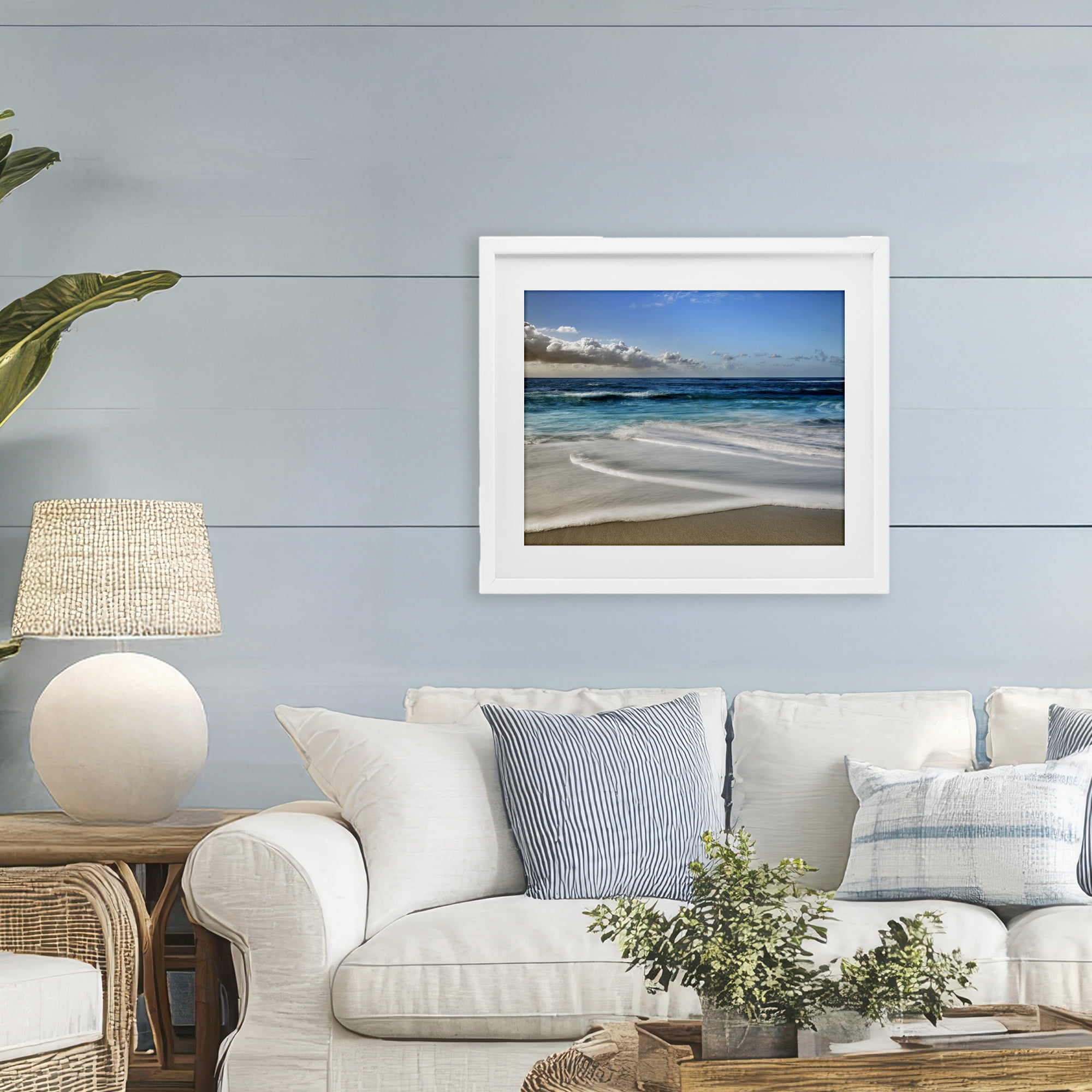 Stupell Industries Morning Foam on Shore White Framed Print Under Glass, design by Superstock