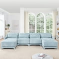 thumbnail image 3 of 142 Inch Oversized Modular Sectional Sofa with 11.8 Inch Thick Cushions U Shaped Chenille Couch for Living Room with Movable Ottoman and Lumbar Pillow Blue, 3 of 9