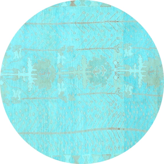 Ahgly Company Indoor Round Abstract Light Blue Modern Area Rugs, 5' Round
