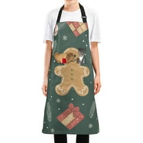 Yayeee Chief Kitchen Apron with Pockets for Cooking Water Resistant Unisex Adjustable Neck Strap, Brown Christmas Gingerbread