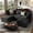 Dark Gray, variant on BedLuxury 97" Modular Sectional Sofa with Storage, U-Shaped Modern Sofa Couch with Movable Ottomans for Living Room, Office, Beige
