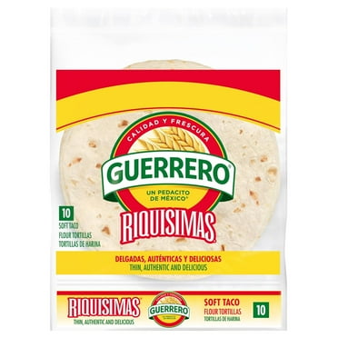 Guerrero Riquisimas Soft Taco Flour Tortillas, Trans Fat Free, Authentic, Medium Size, 10 Count