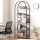 thumbnail image 1 of 5 - tier arched wood estante, moderno de altura para exposición rack para dormitorio, sala de estar, y oficina en casa, gris, 1 of 6