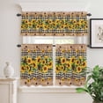 thumbnail image 2 of 3 Piece Kitchen Curtains and Valances Set Spring Sunflower Cafe Curtains 36 Inch Length Checkered Star Farmhouse Retro Valance & Tier Curtain for Living Room Bedroom Small Window 54"x18"+27"x36"*2, 2 of 6