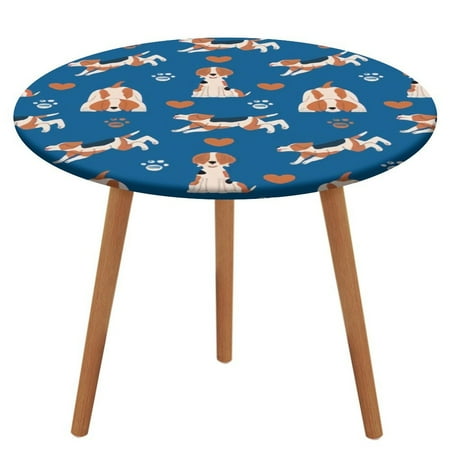 

Bybiment Round Fitted Tablecloth with Elastic Edge Pattern Cheerful Emotional Beagle Decorative Tablecloth Table Cover 51 Inch