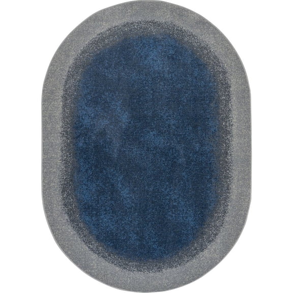 Joy Carpets Kid Essentials Grounded 7'8" x 10'9" Oval Area Rug in Color Marine