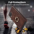 thumbnail image 5 of Nalacover for Samsung Galaxy A12 5G 6.5 inch Wallet Back Case,Luxury PU Leather Soft TPU Anti-Drop Shockproof Two Card Slots with Finger Ring Holder Kickstand Ultra Slim Phone Cover.Coffee, 5 of 8