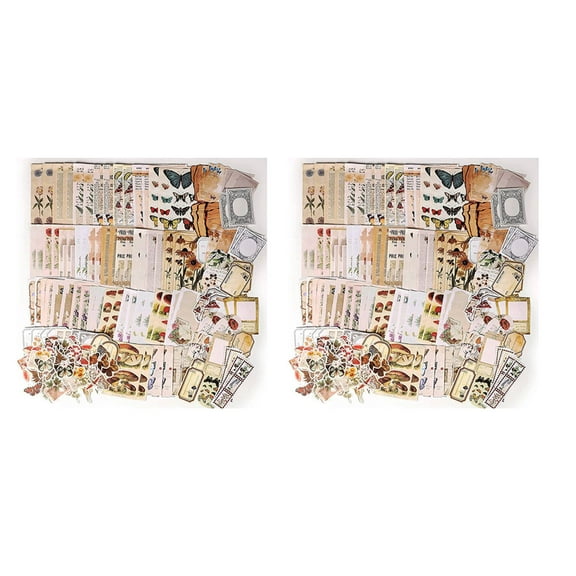 Rollbacks & More 400 Pieces Vintage Scrapbook Supplies Pack for Junk Journal Planners DIY Paper Stickers Ephemera Decoupage
