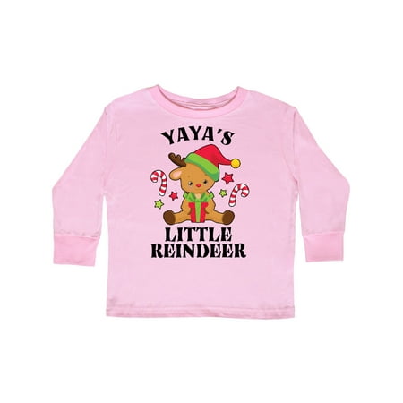 

Inktastic Christmas Yaya s Little Reindeer with Candy Canes Gift Toddler Boy or Toddler Girl Long Sleeve T-Shirt
