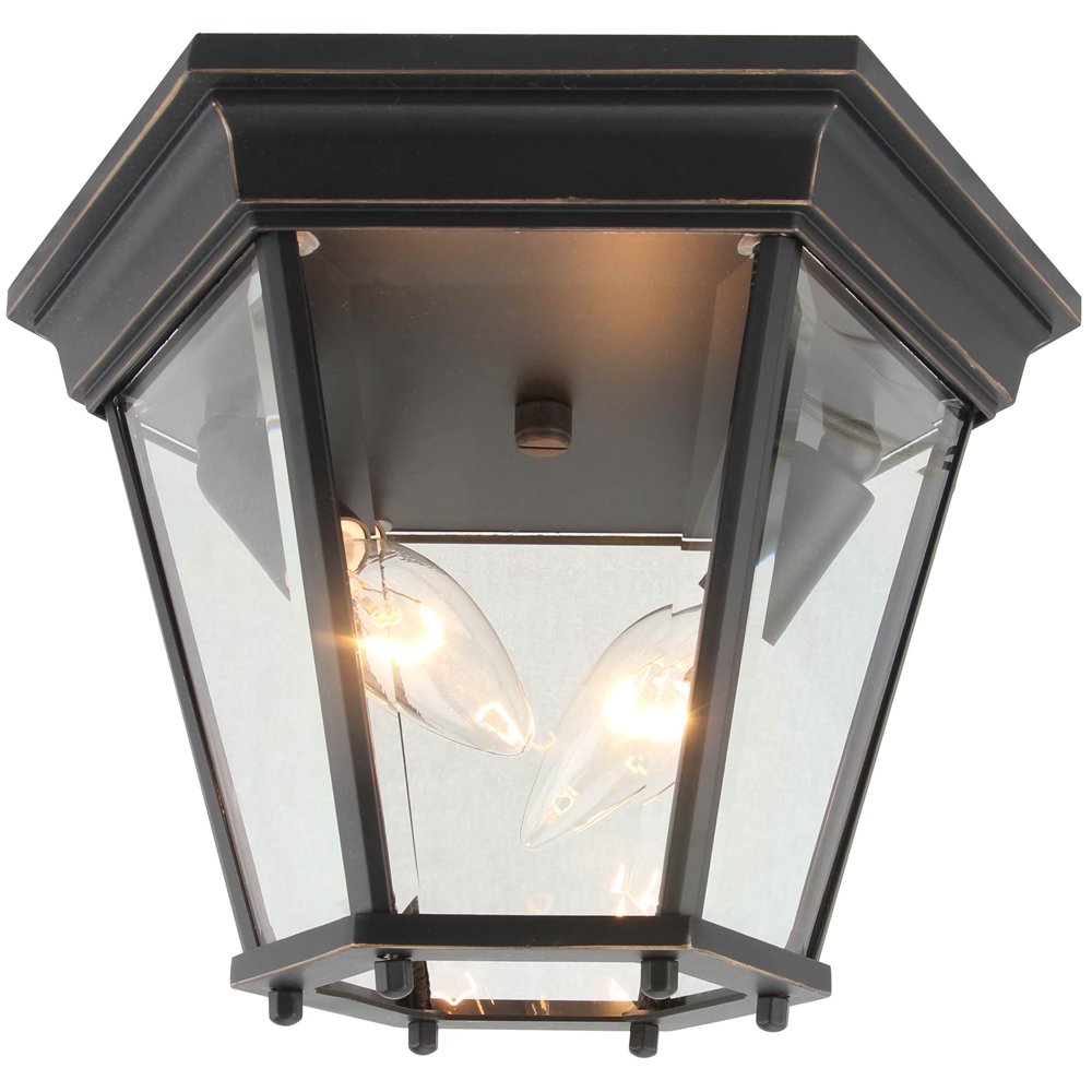 2 Light Outdoor Ceiling Lantern in Imperial Black