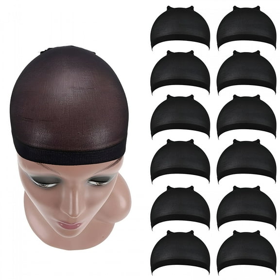 VANIDO Wig Caps for Lace Front Wig 12 pcs Black Nylon Wig Caps for Making Wig Stretchy Stocking Wig Caps for Women