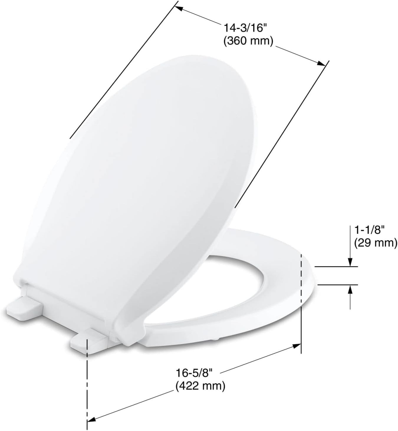Kohler Cachet Quiet-Close Toilet Seat - Grip-Tight Bumpers - Round, Biscuit