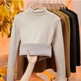 thumbnail image 4 of STETMN Women's Tight Ribbed Knit T-Shirt Casual Mock Neck Plain Tops Fleece Long Sleeve Thermal Shirt, 4 of 7