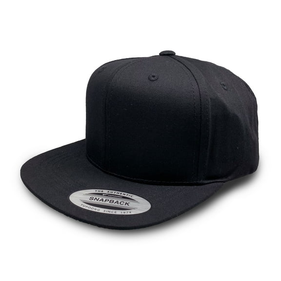L2K Men's Youth Pro Style Cotton Twill Snapback Hats ( Ages 6-14) 6308B Black 1PACK