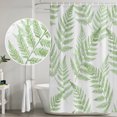 thumbnail image 5 of 72x78 Inch Shower Curtain Green Ferns Bathroom Decor, Waterproof Fabric Bathtub Bath Curtains Decorative Spring Summer Botanical Leaves Extra Long Shower Curtain Set with Hooks, 5 of 7